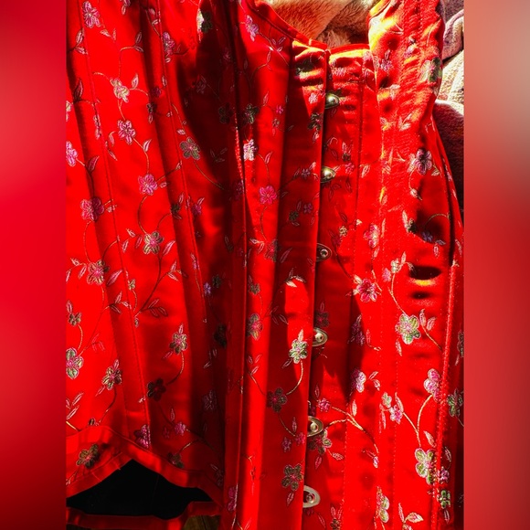 Custom HIGH QUALITY from London satin cotton with herring bone RED corset OSFM - Picture 8 of 17